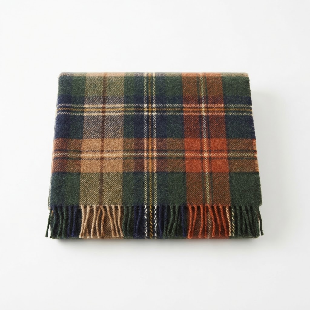 Plaid Wool Throw Blanket