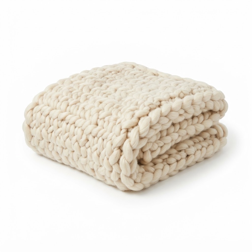 Winter Chunky Knit Wool Throw Blanket