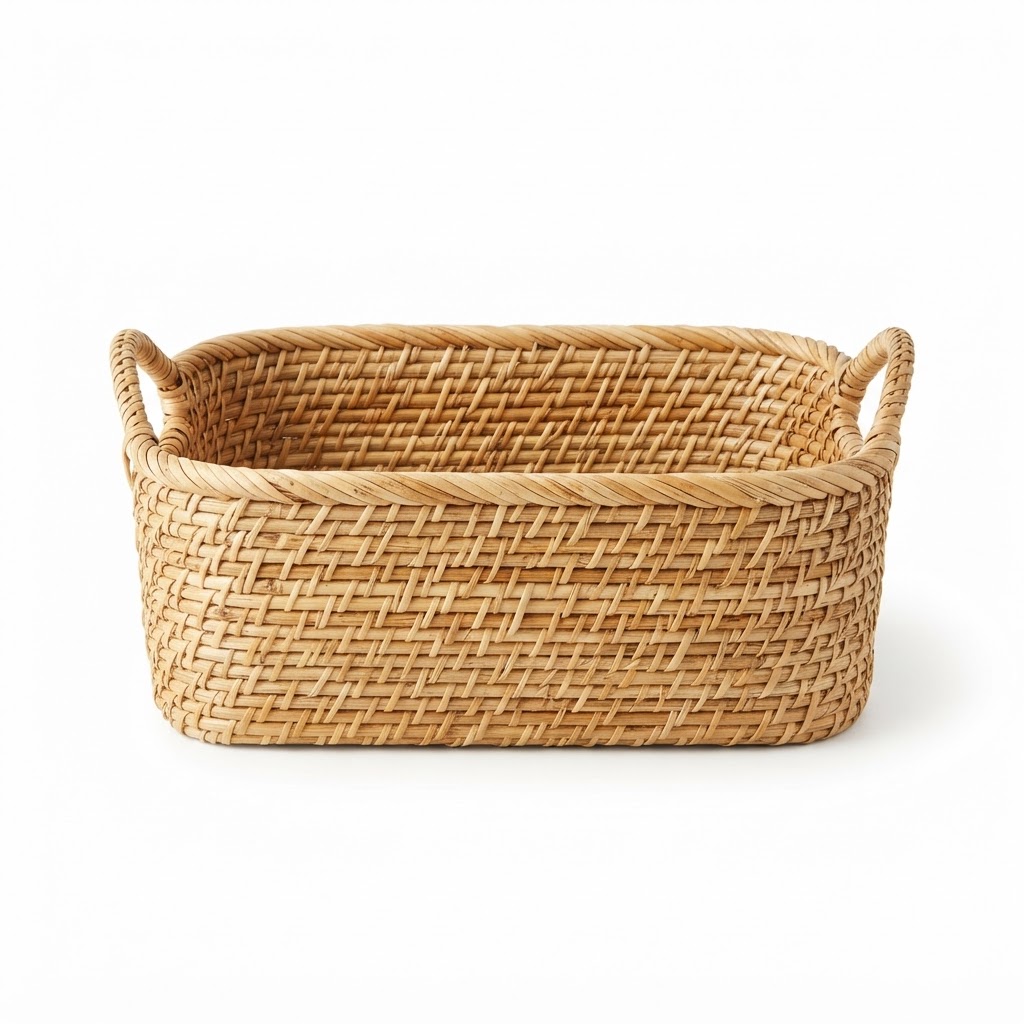 Woven Rattan Bathroom Storage Basket