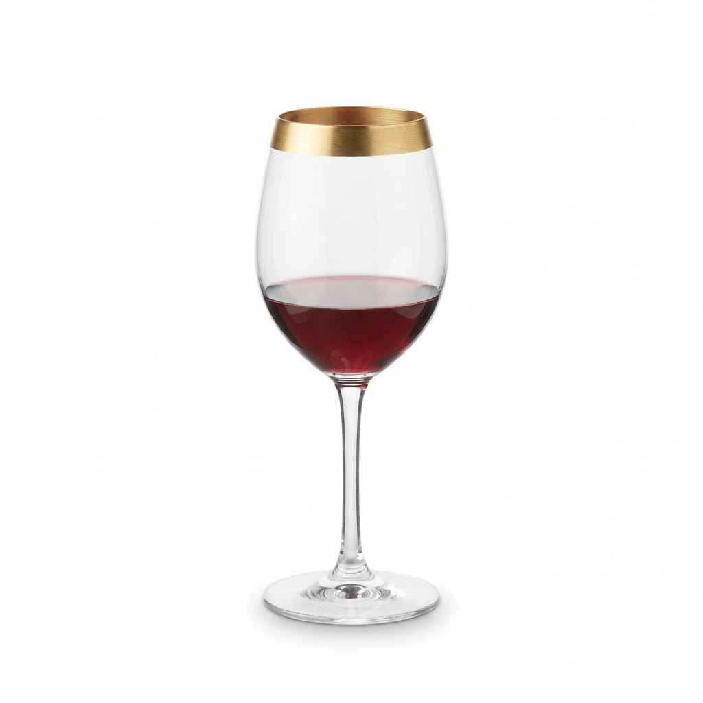 Brushed Gold Rimmed Wine Glasses