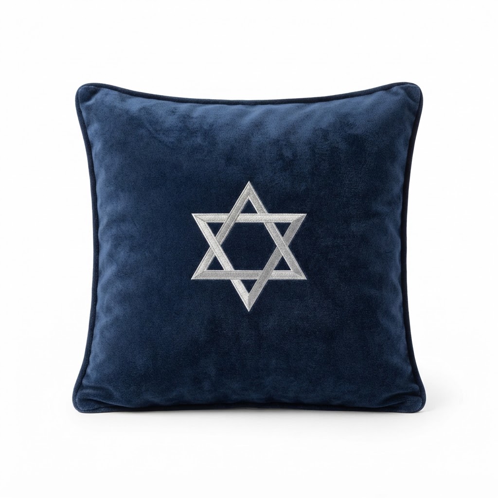 Decorative Navy Velvet Star of David Throw Pillow