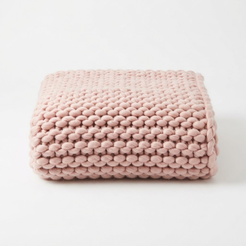 Blush Pink Chunky Knit Throw