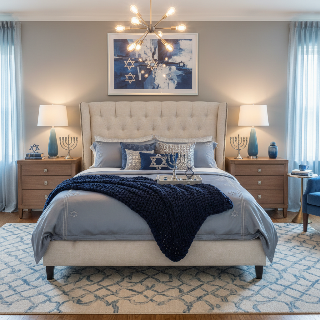 Transitional Hanukkah Master Bedroom