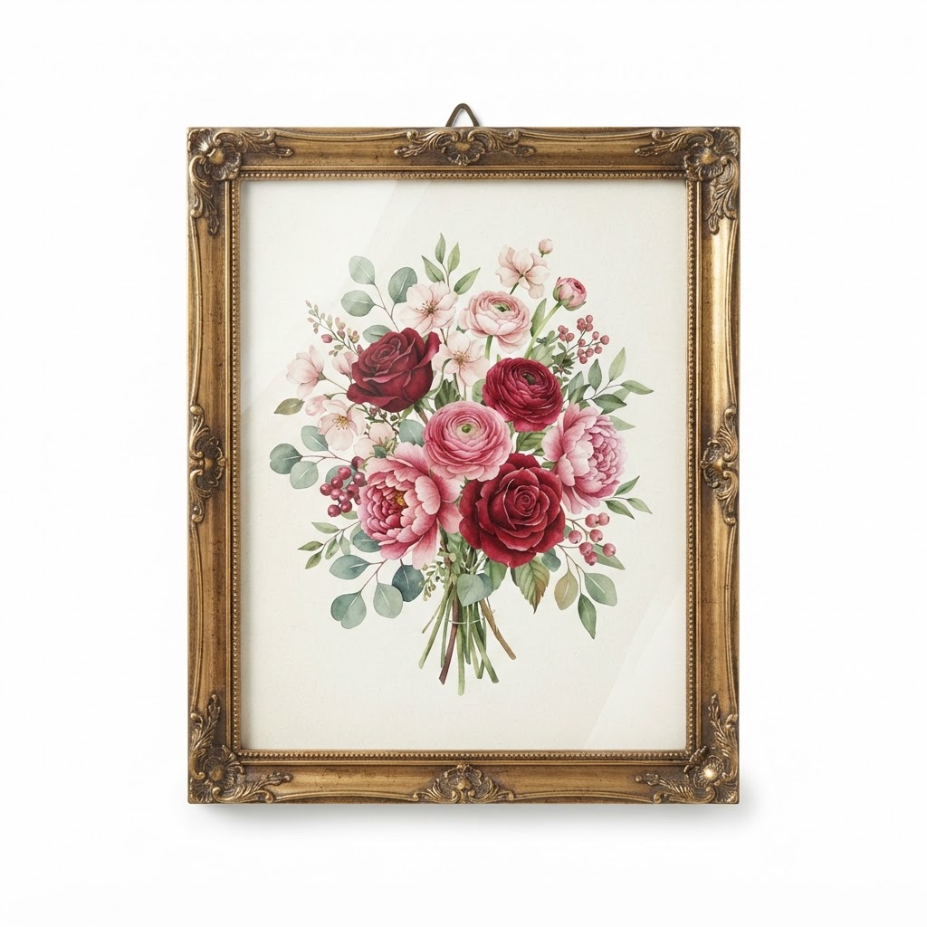 Antique Gold Framed Floral Wall Art