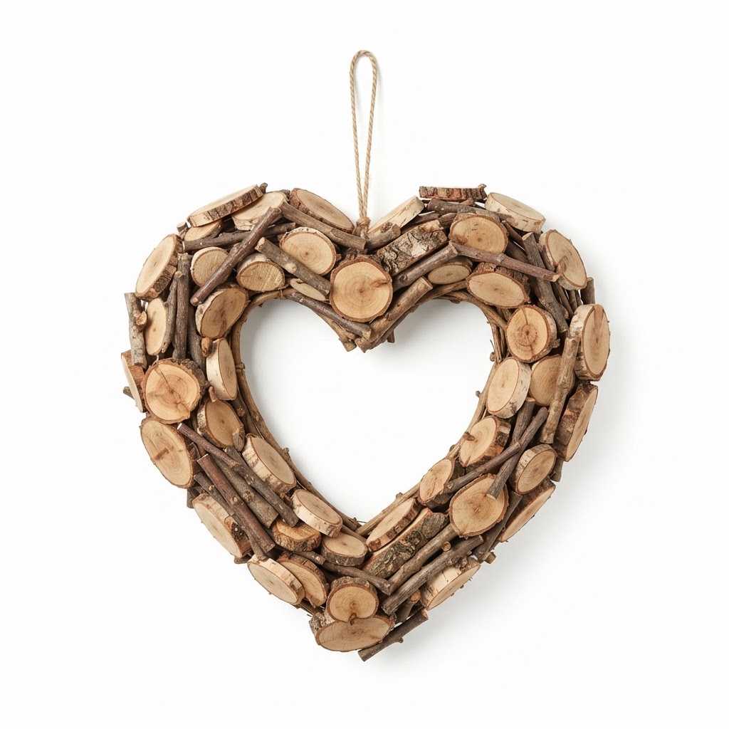Natural Wood Heart Wreath
