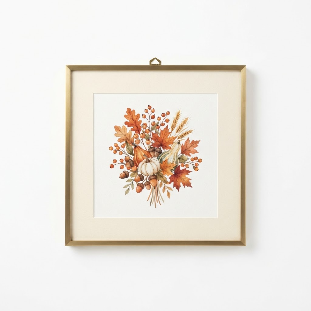 Transitional Brass Framed Seasonal Wall Art