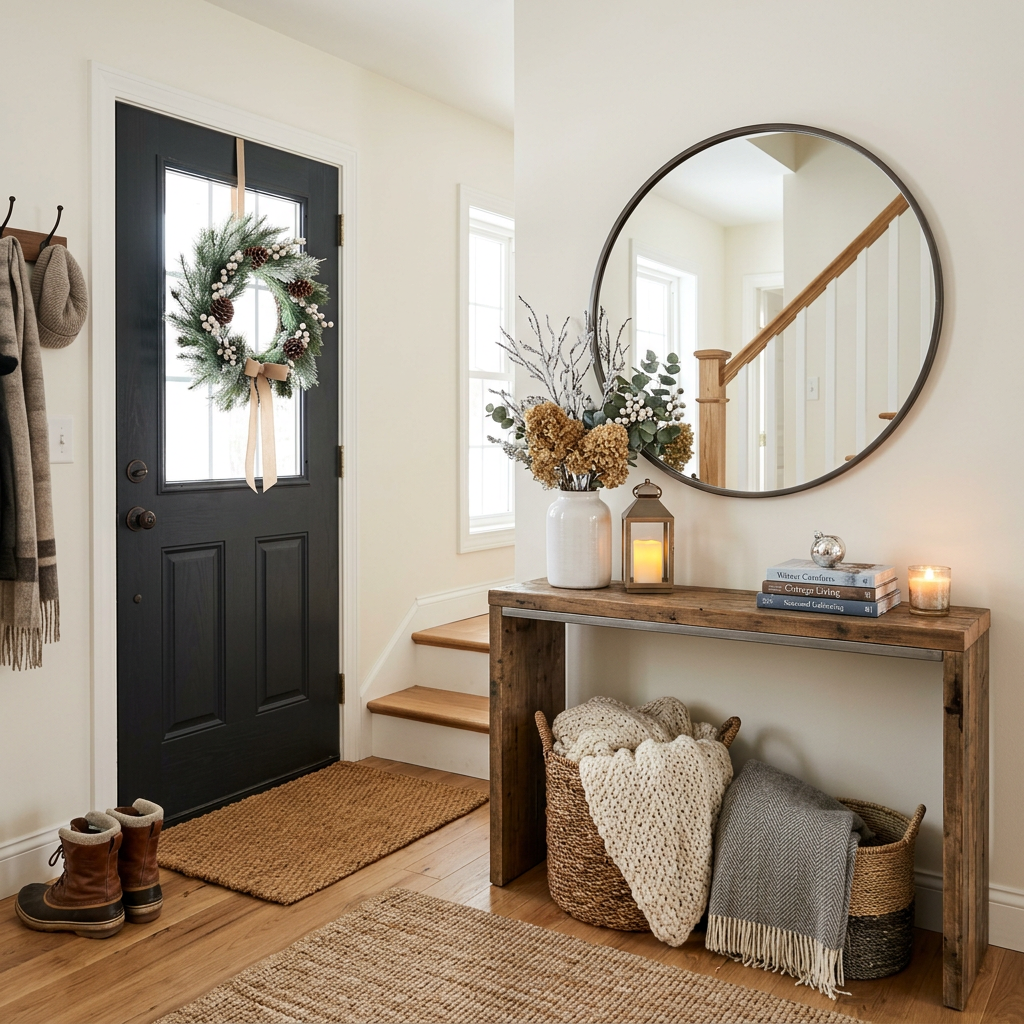 Modern Cottage Winter Entryway
