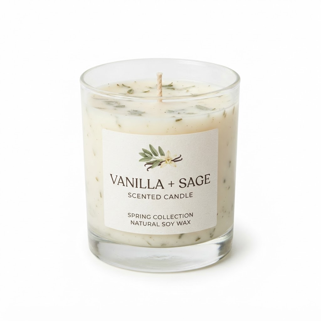 Vanilla and Sage Scented Candle