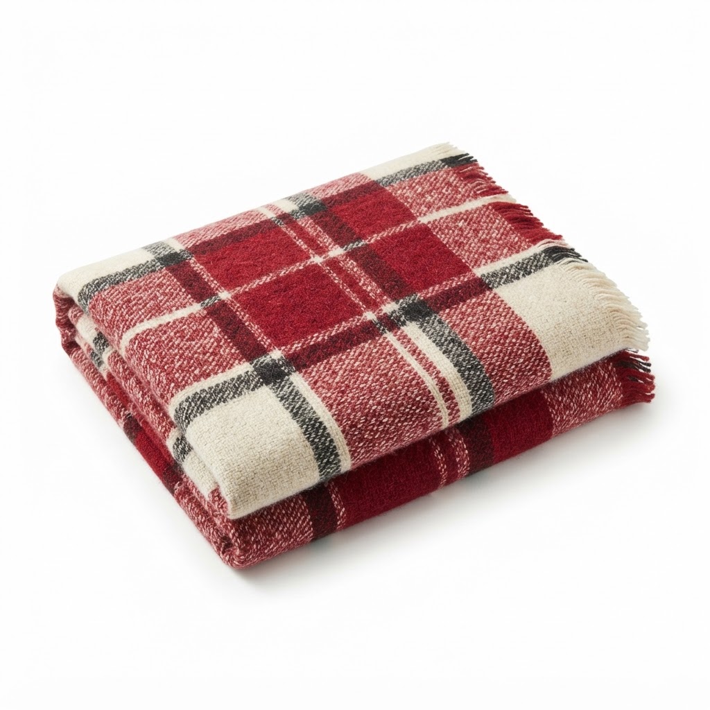 Plaid Wool Throw Blanket