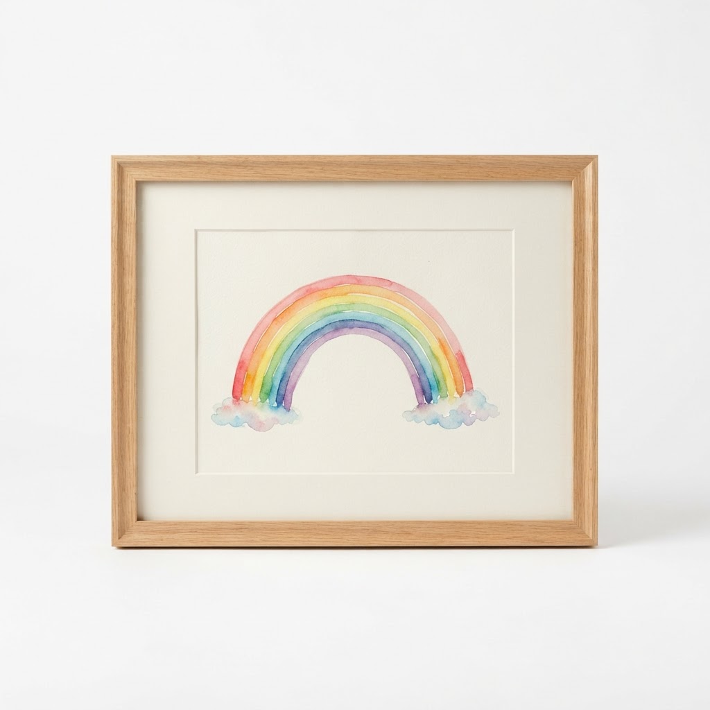 Transitional Framed Watercolor Rainbow Print