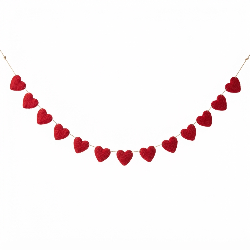 Red Felt Heart Garland
