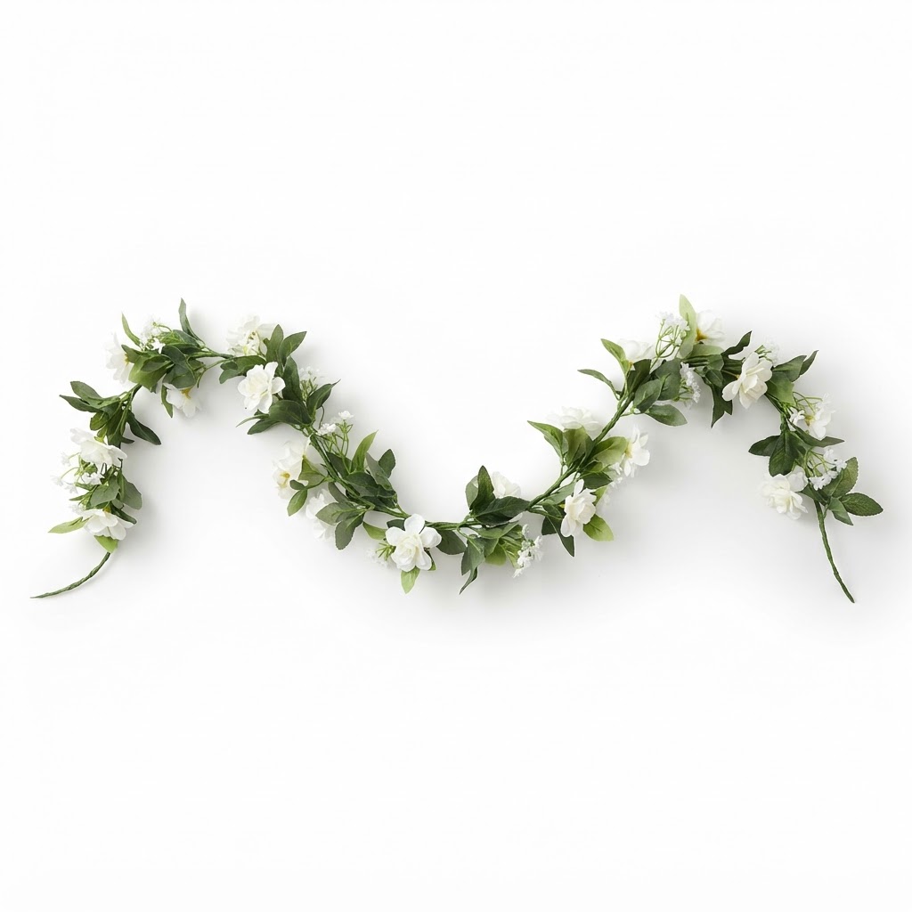 White Floral Bath Tub Garland
