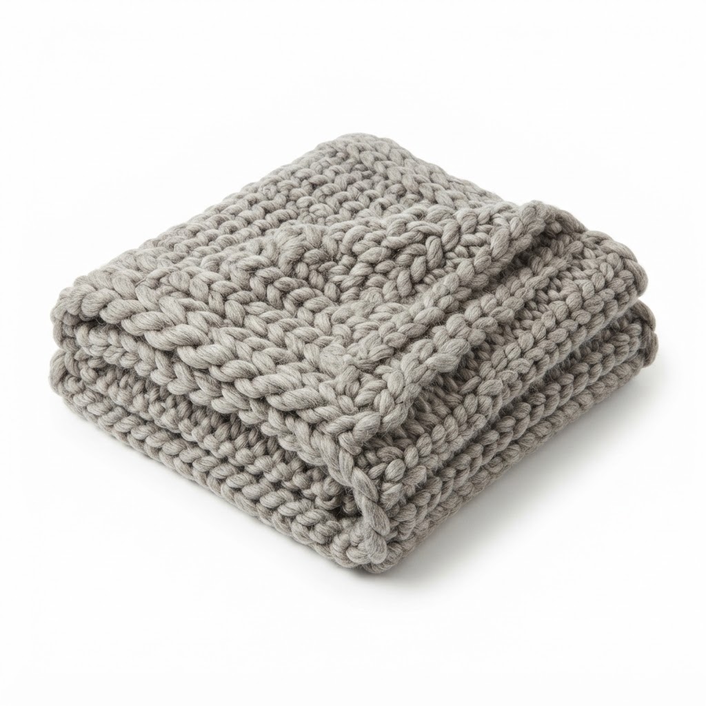 Grey Chunky Knit Throw