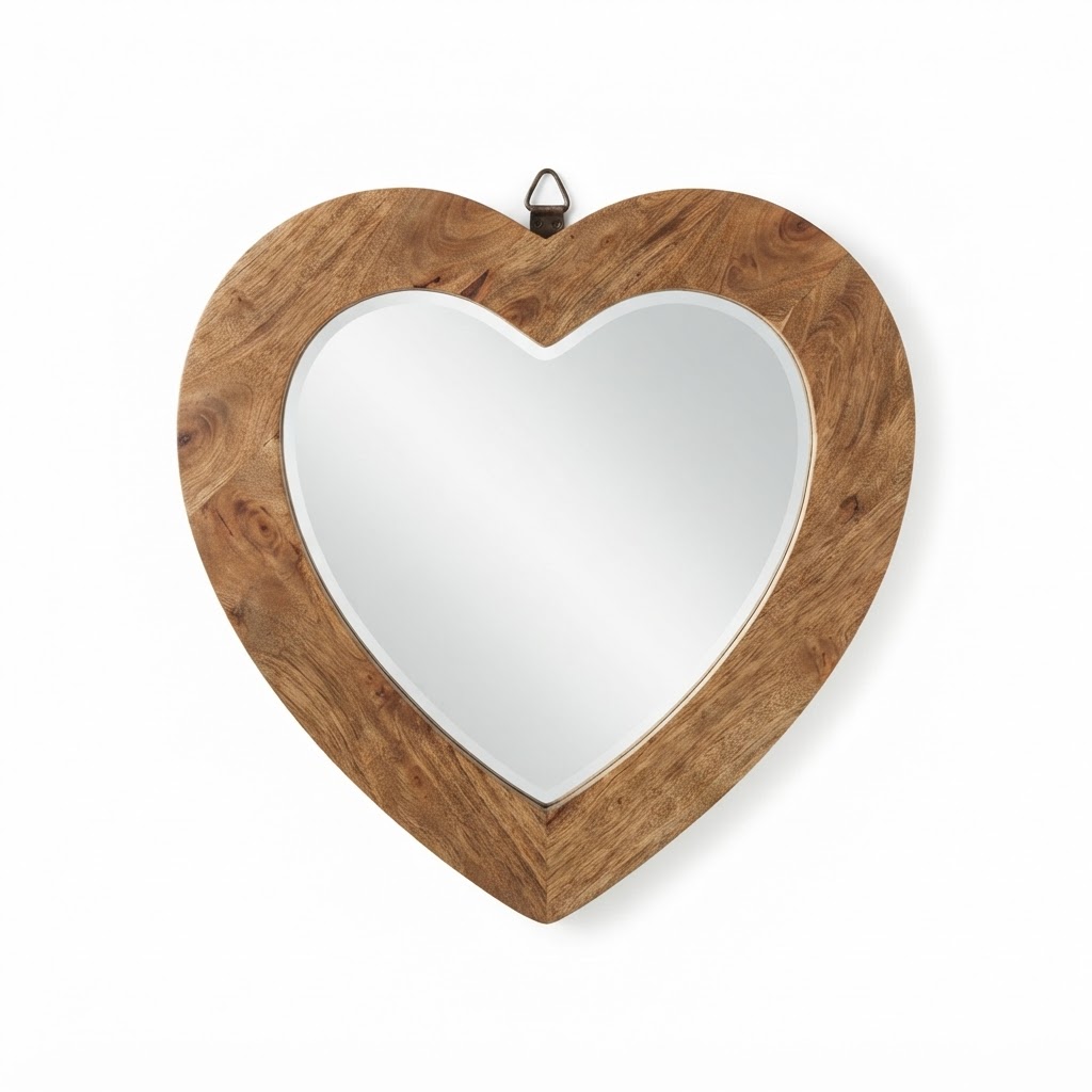Wood Heart Wall Mirror