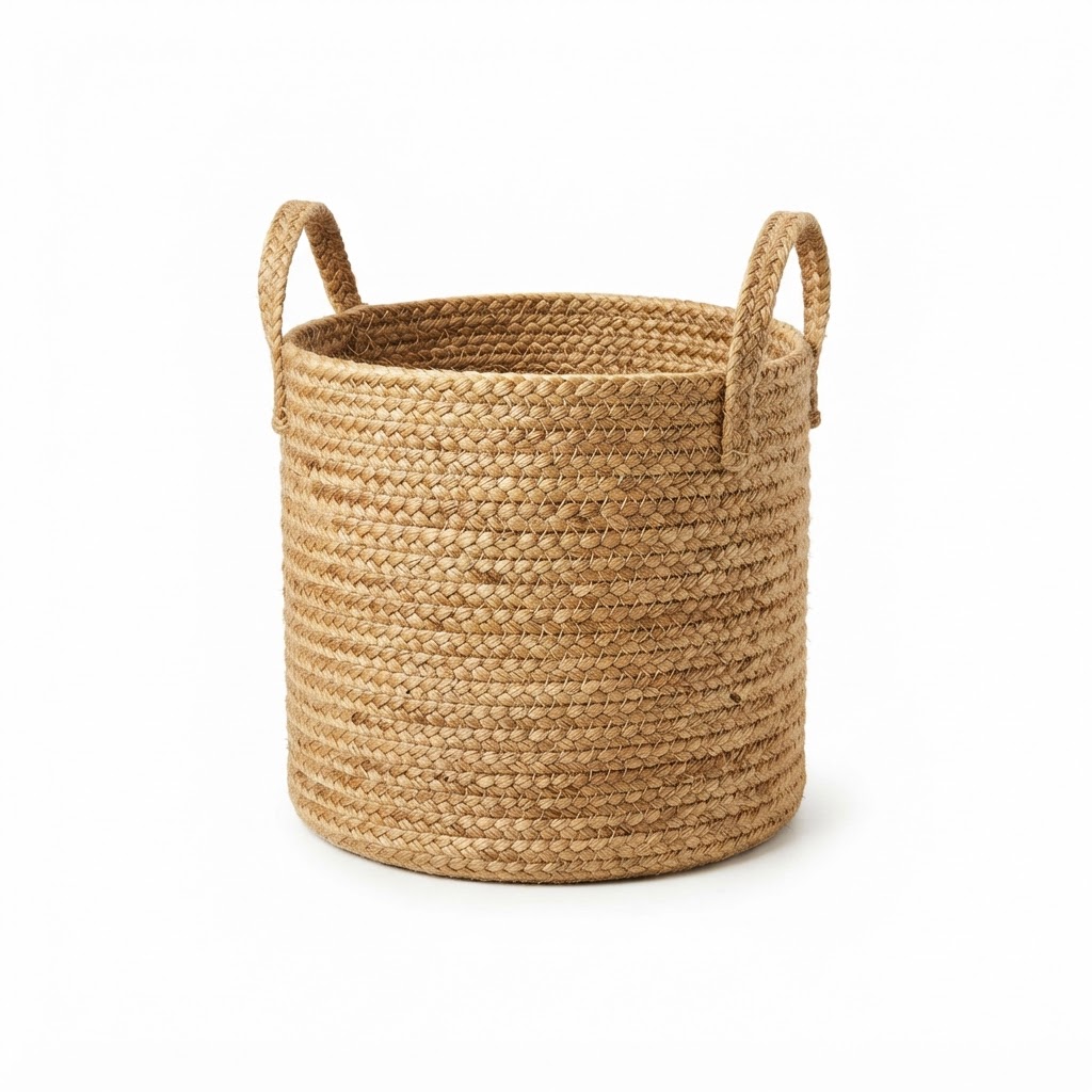 Hand-Woven Jute Storage Basket
