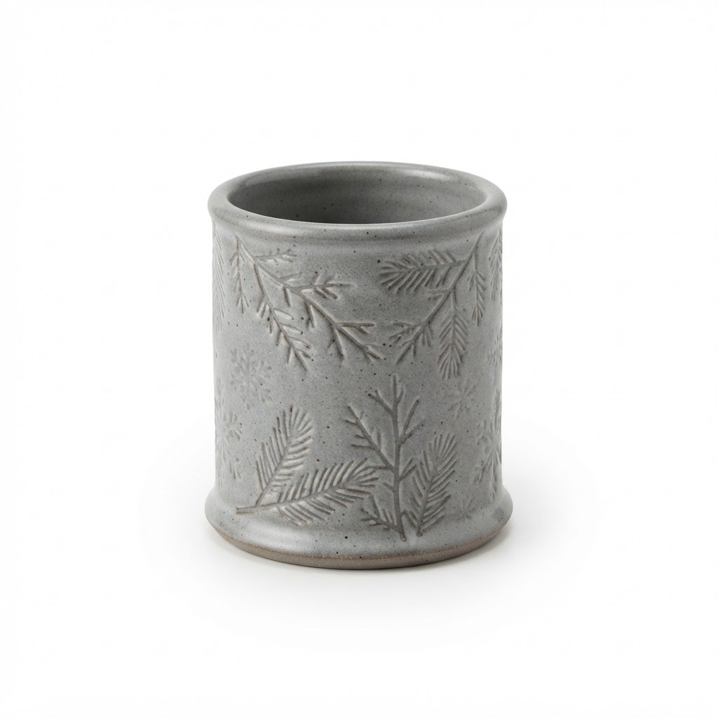 Transitional Grey Ceramic Desk Pen Holder
