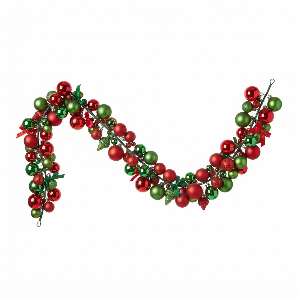 Red and Green Ornament Garland