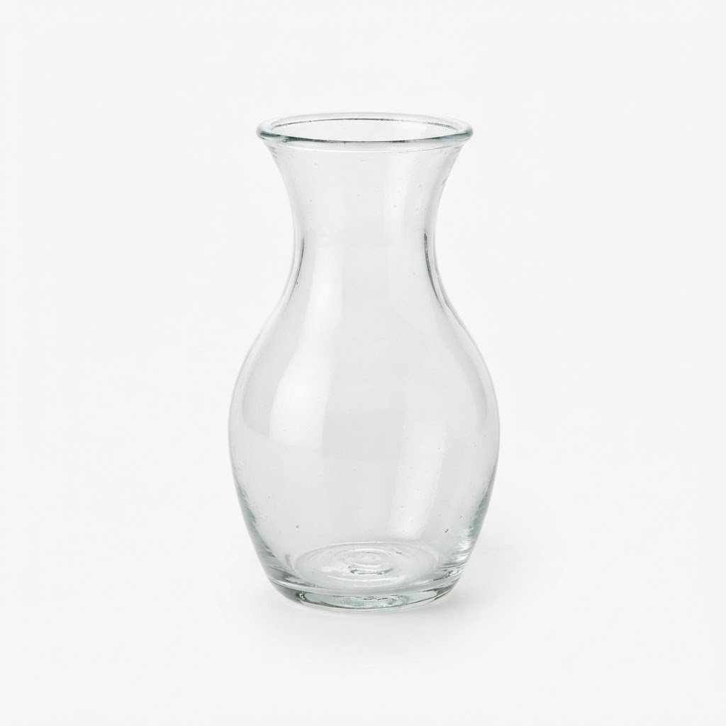 Hand-Blown Clear Glass Rose Vase
