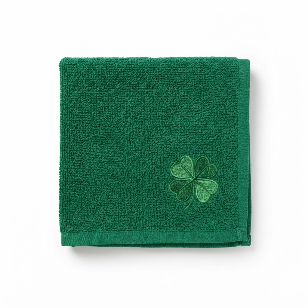 St. Patrick's Shamrock Embroidered Cotton Towels