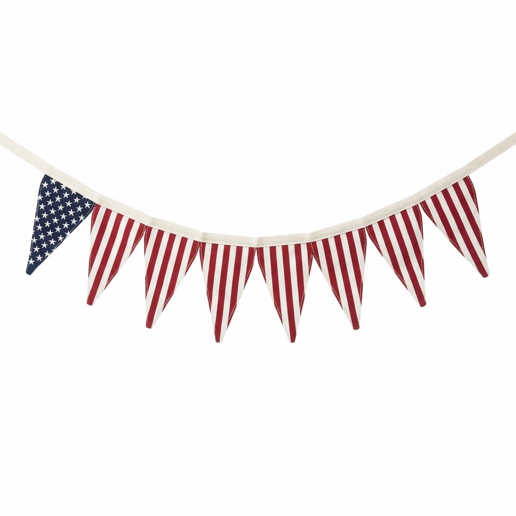 Red White and Blue Fabric Bunting