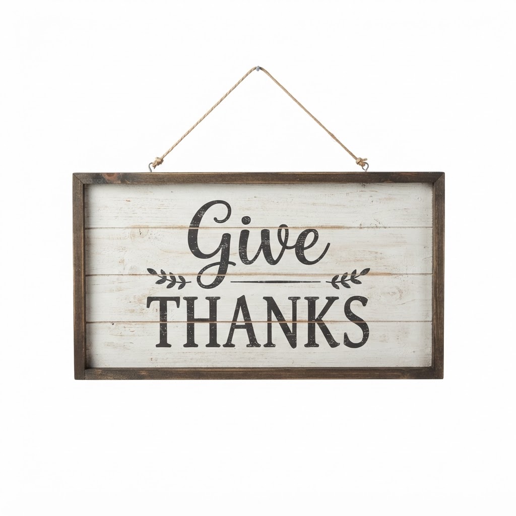 Give Thanks Wooden Wall Sign