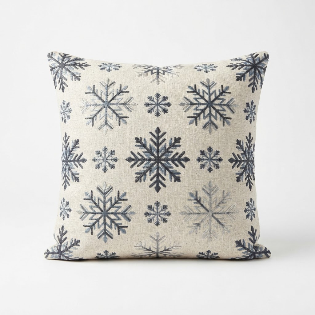 Transitional Snowflake Patterned Pillow