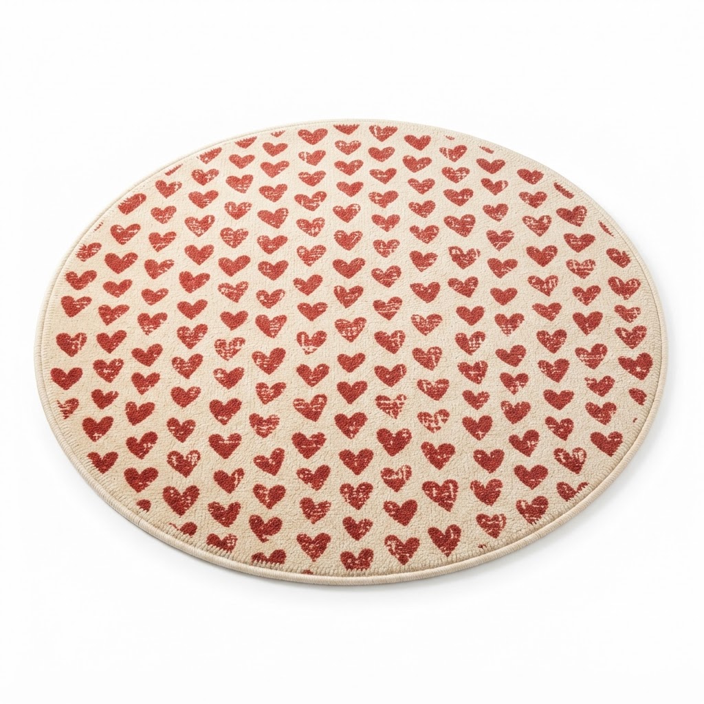 Heart Print Round Area Rug