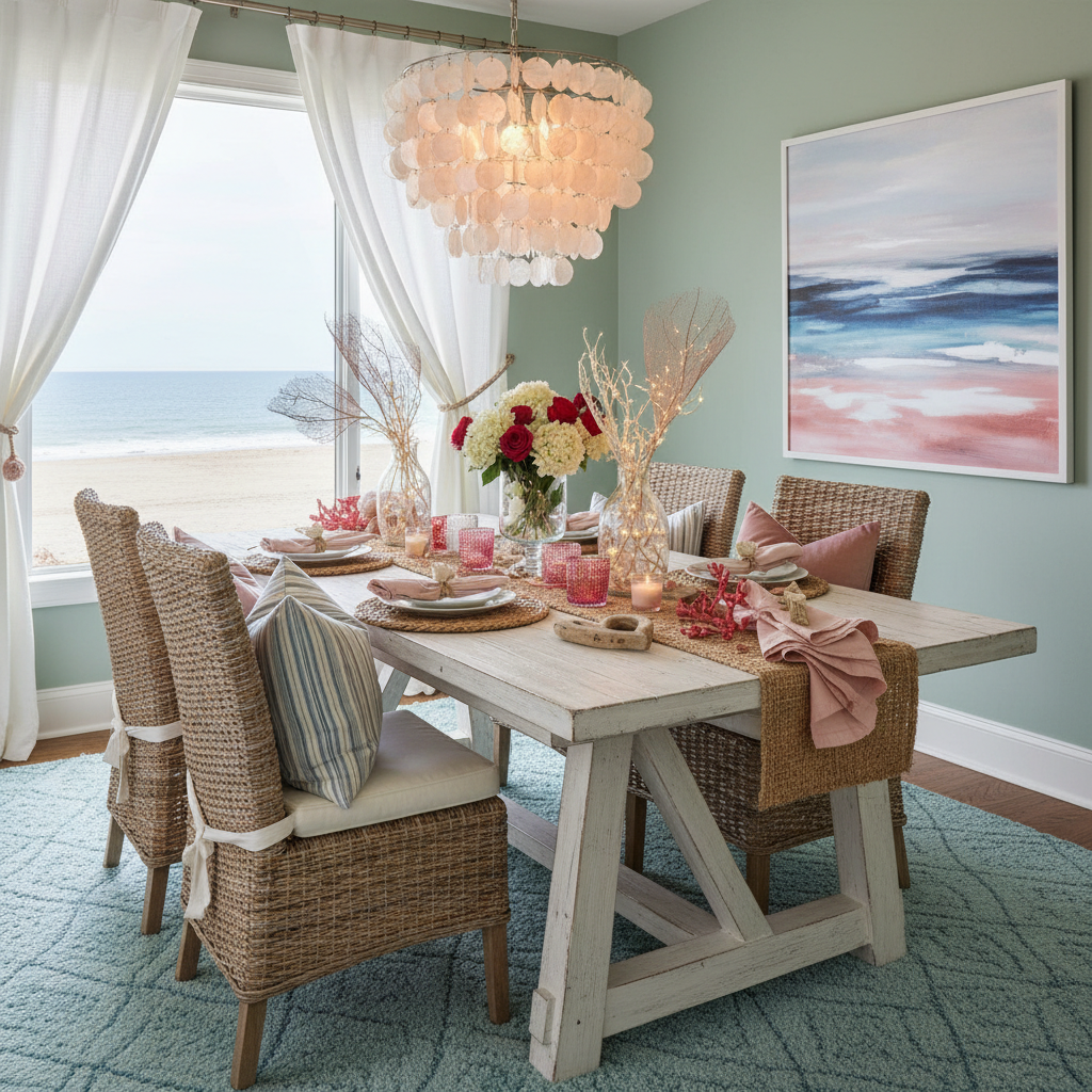 Coastal Valentine's Day Dining Room