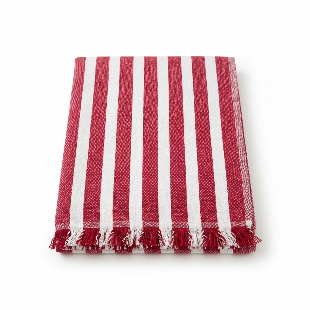 Red and White Striped Throw