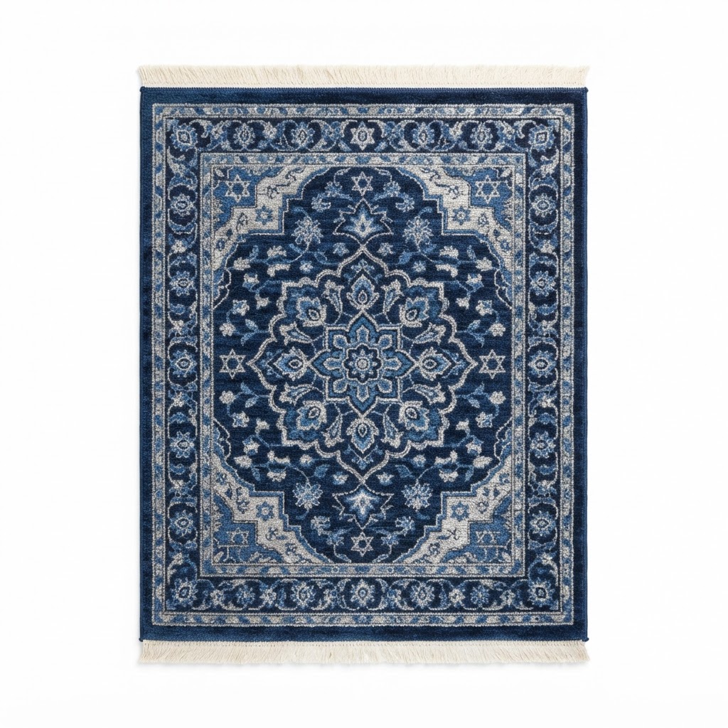Hanukkah Blue and Silver Medallion Rug