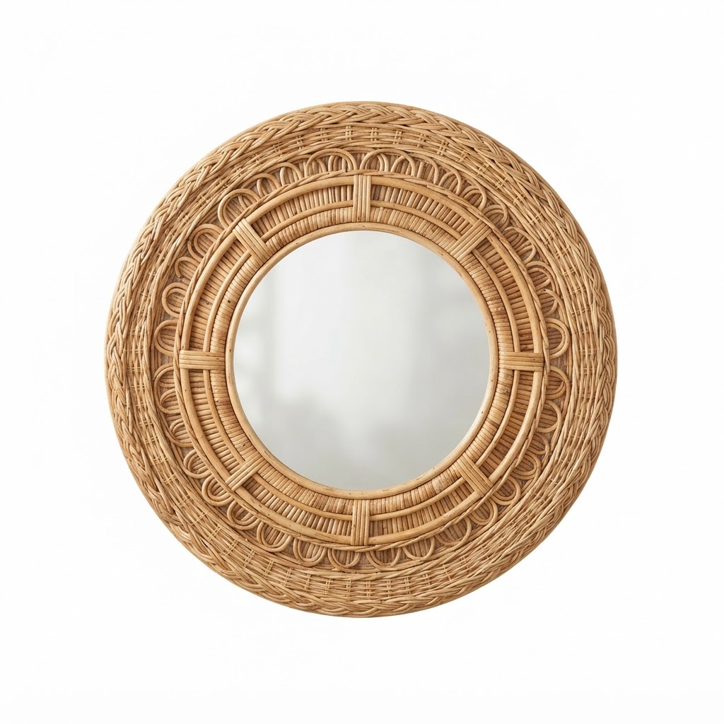 Rattan Round Wall Mirror