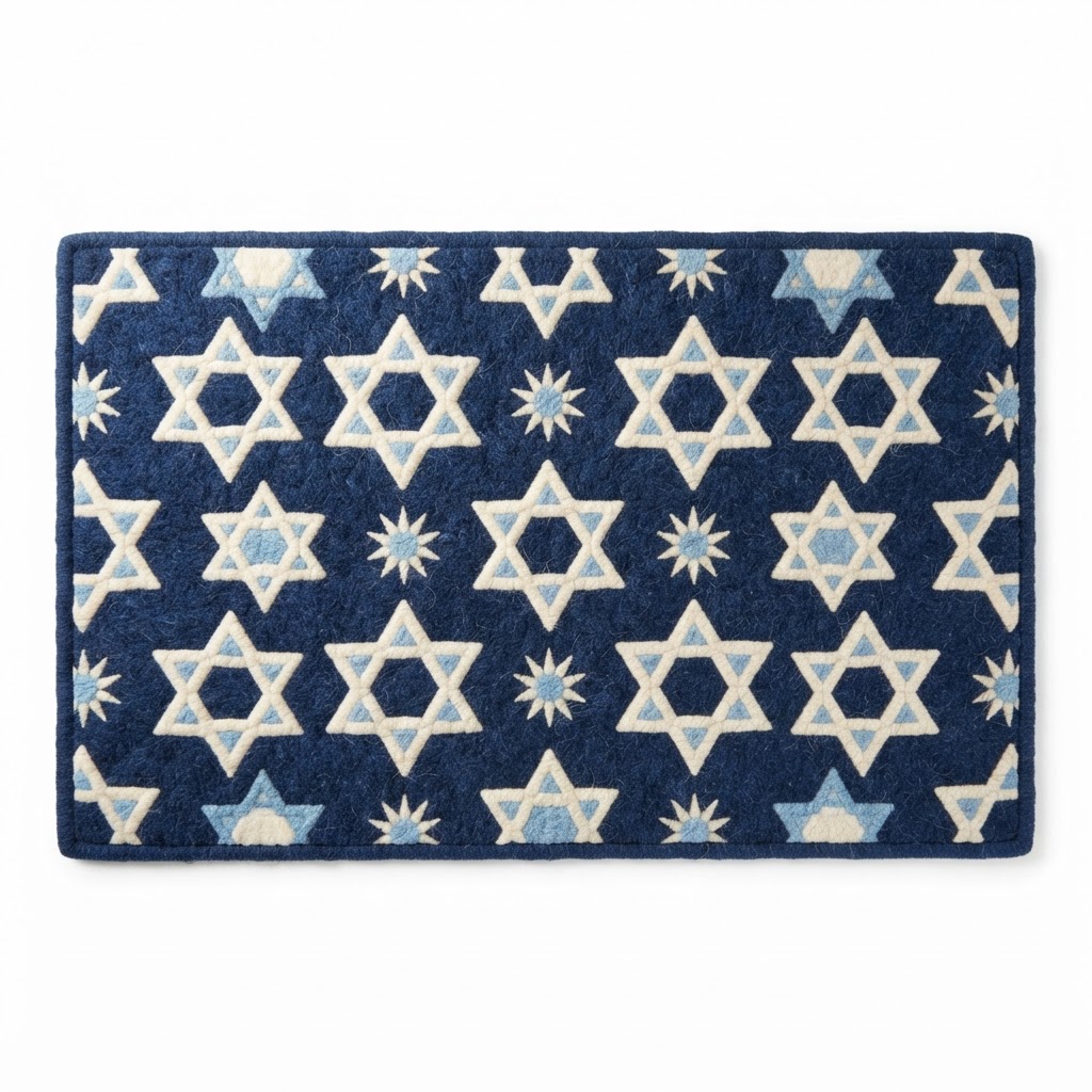 Wool Felt Star Pattern Area Rug