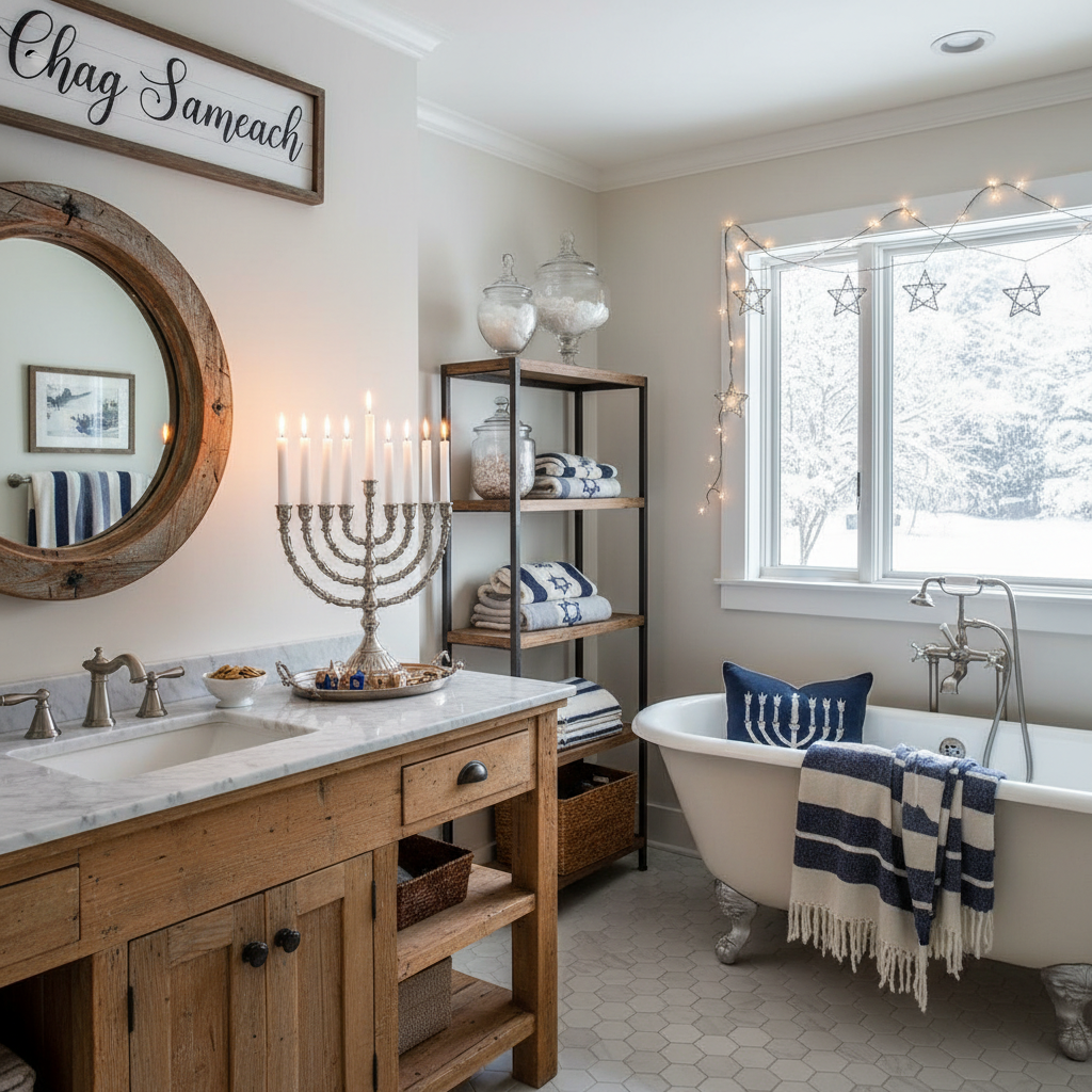 Farmhouse Hanukkah Master Bathroom