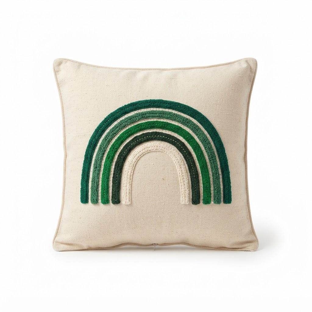 organic cotton rainbow throw pillow