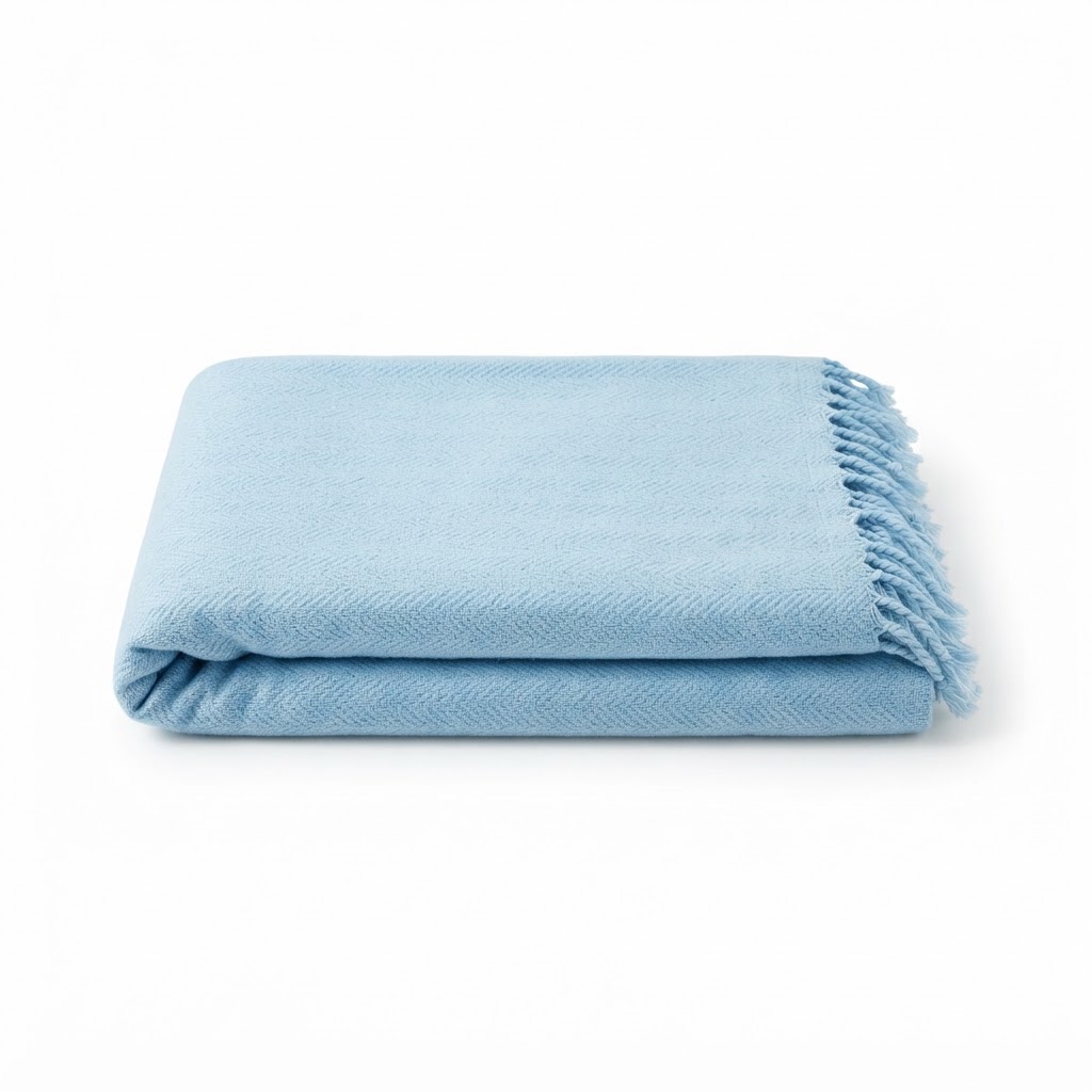 Soft Blue Cotton Throw