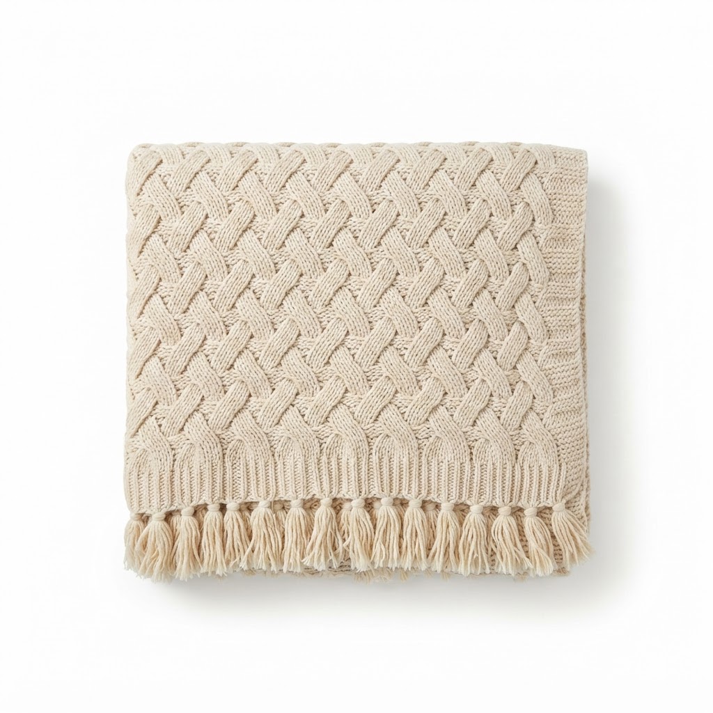 Knitted Cotton Throw Blanket