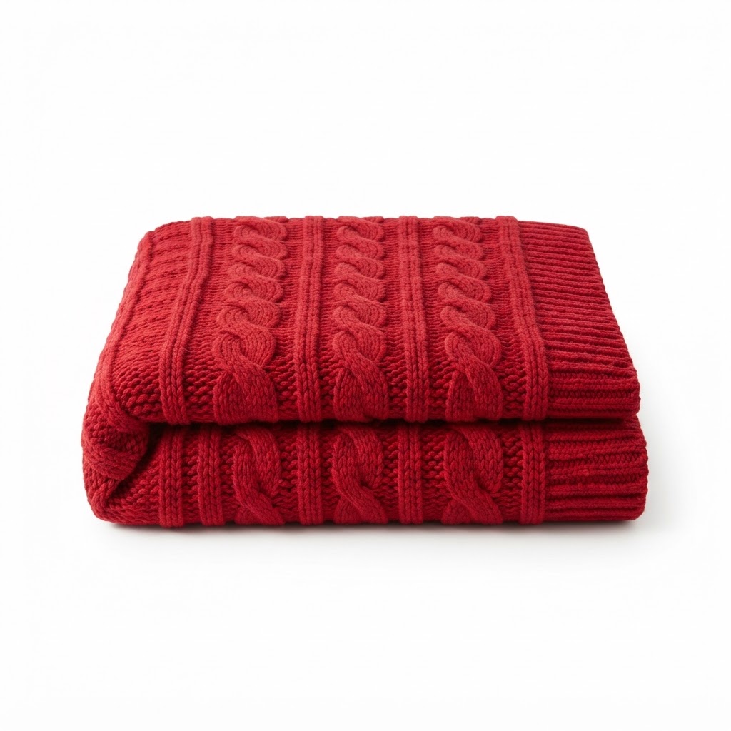 Red Knit Throw Blanket