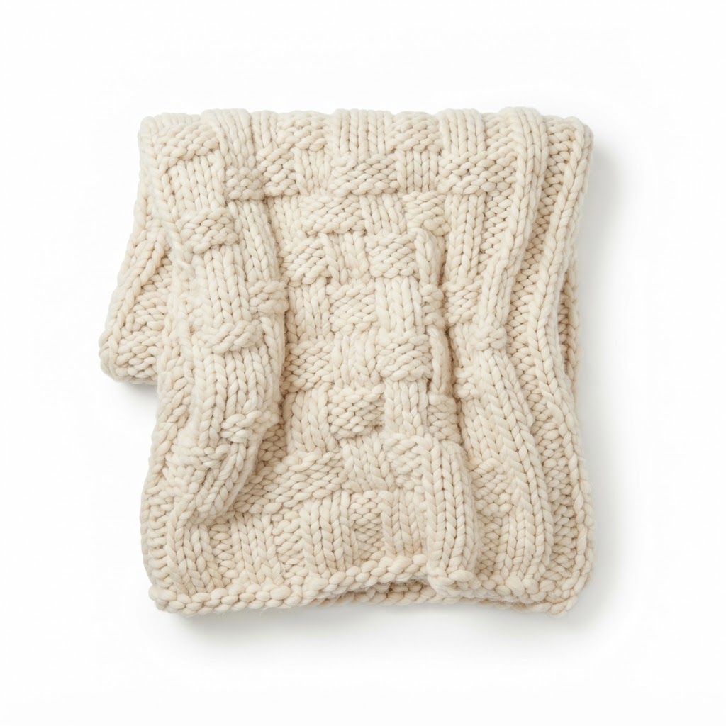 Winter Chunky Knit Cream Throw Blanket