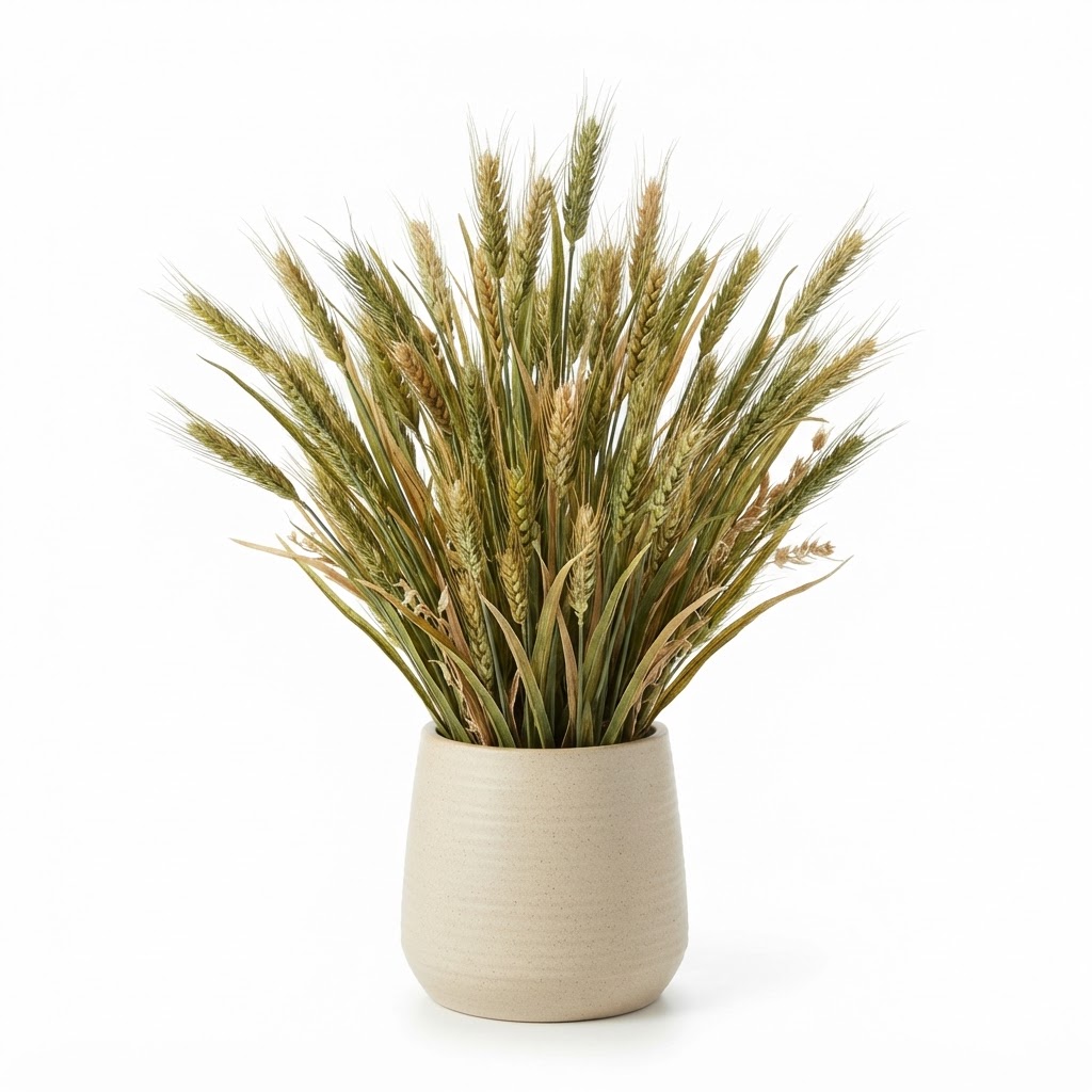 Transitional Faux Wheat Grass Arrangement
