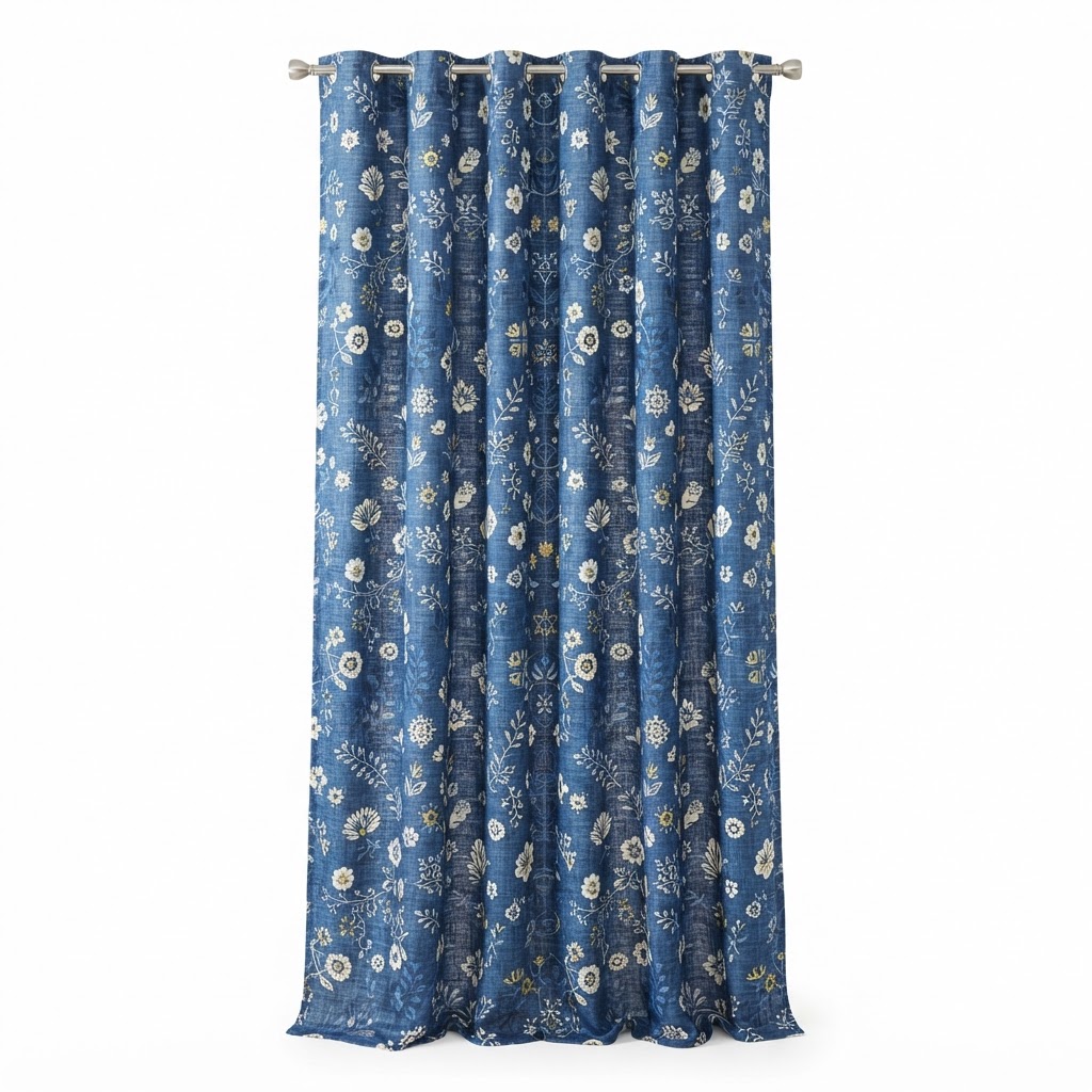 core Indigo Floral Curtains