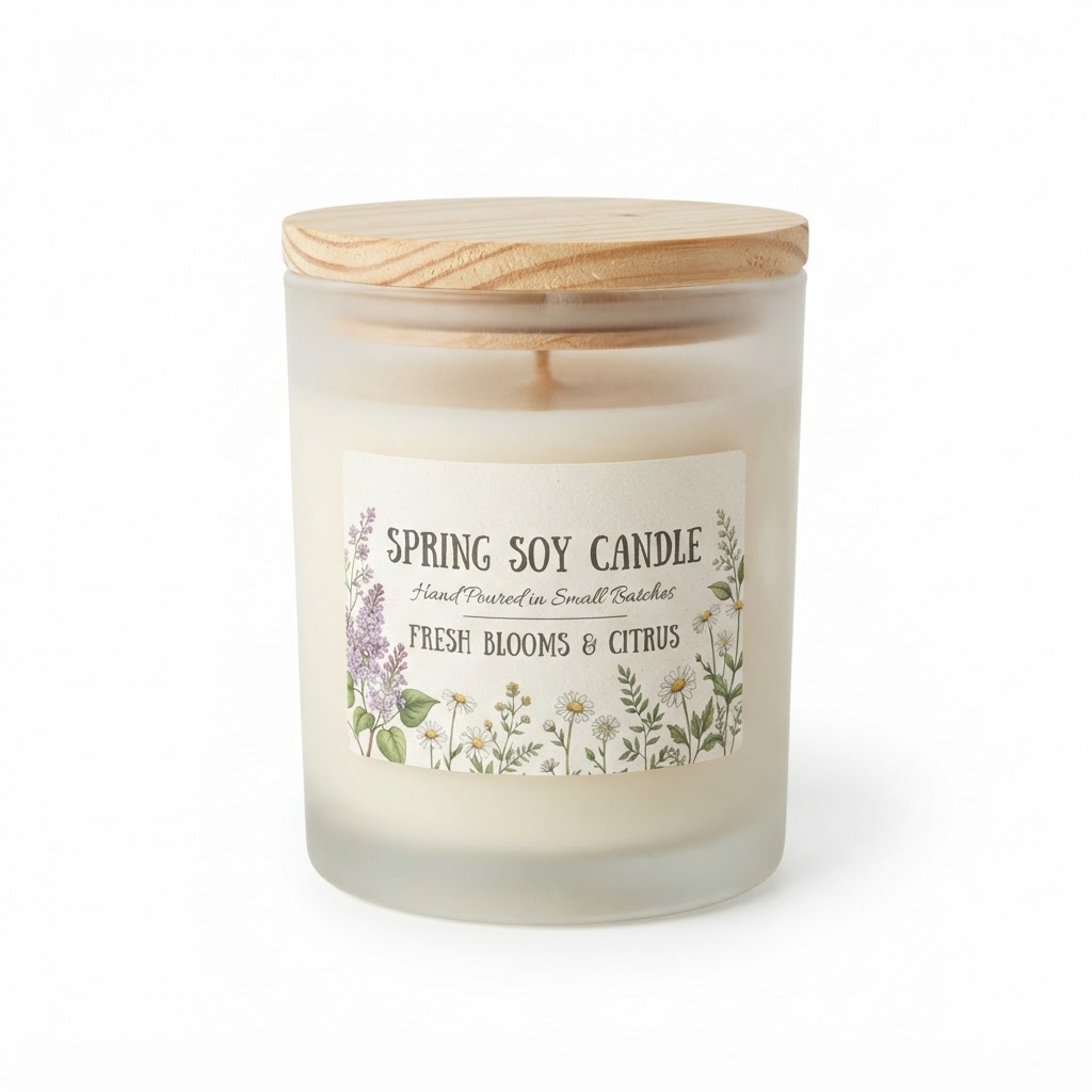 Spring Soy Candle with Wooden Lid