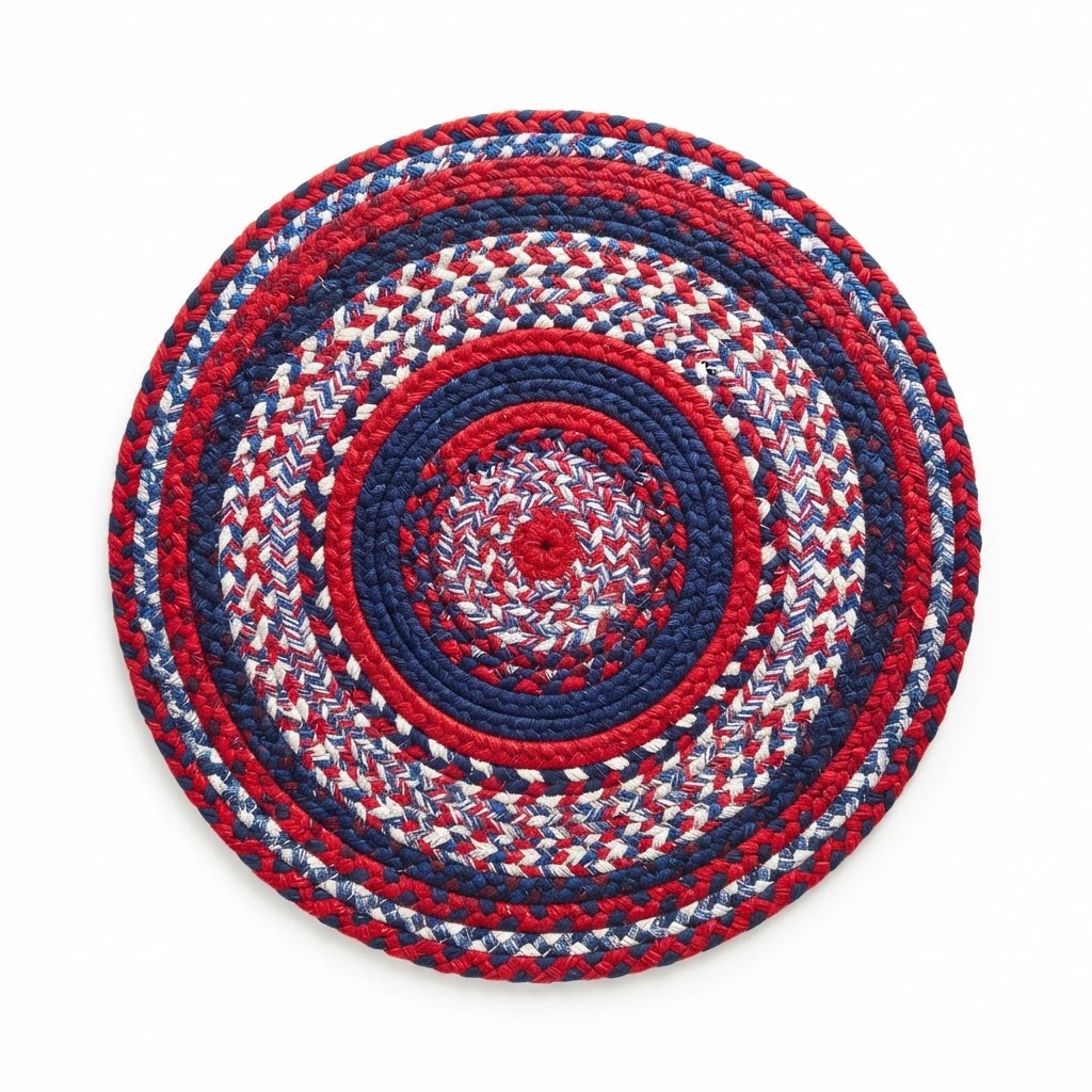 Braided Multicolored Circular Rug