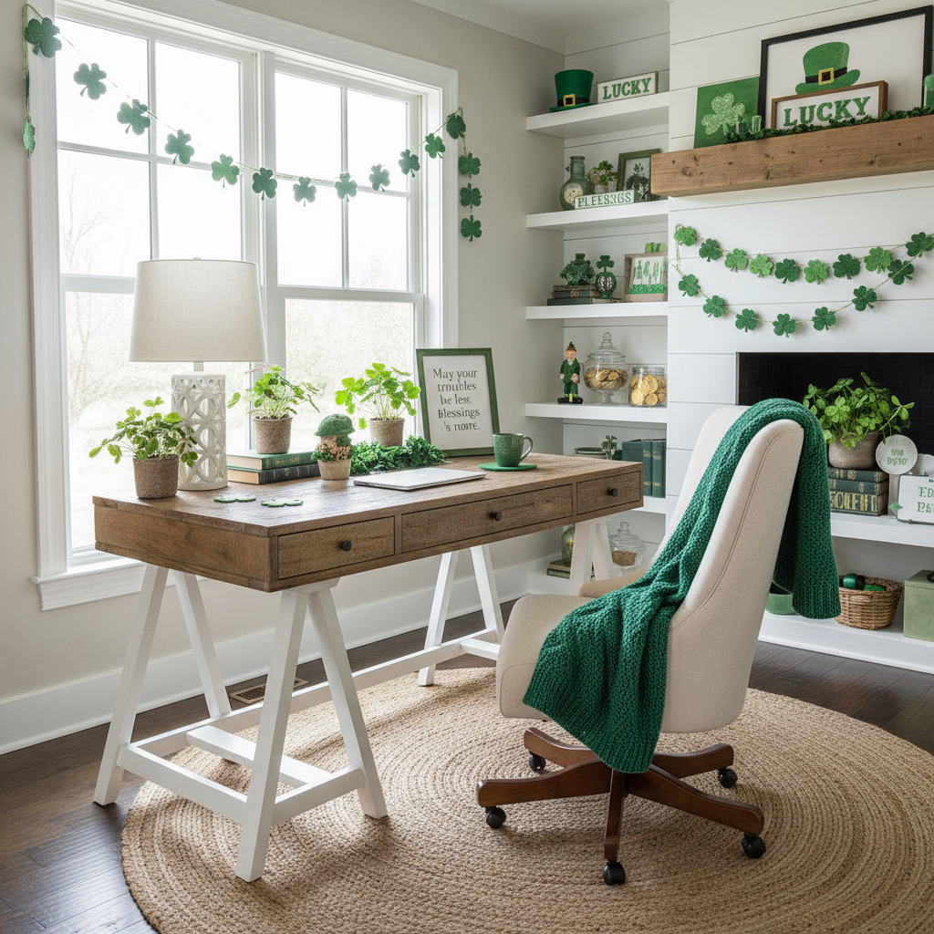 Modern Farmhouse St. Patrick's Day Home Office