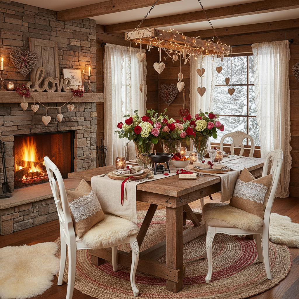 Rustic Valentine's Day Dining Room