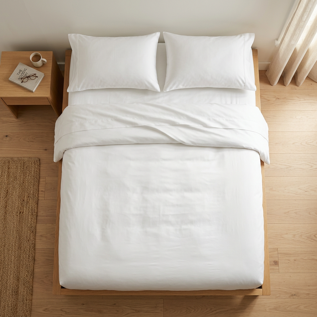 Luxury cotton sheets on a beautifully made bed