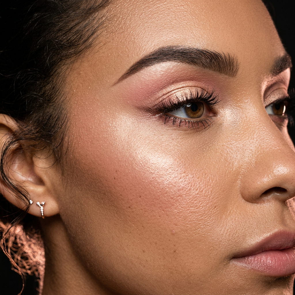 Luxury bridal makeup close-up on mixed skin tones