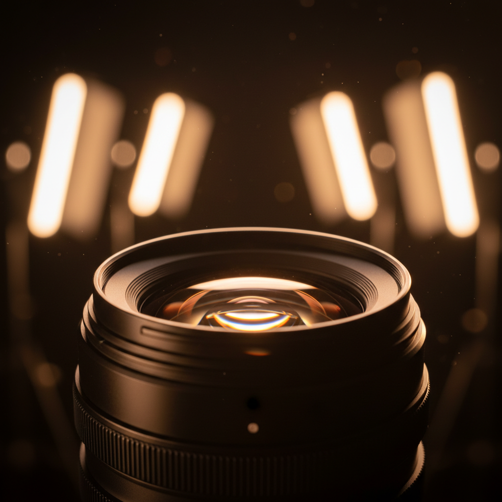 Macro photograph of a professional camera lens