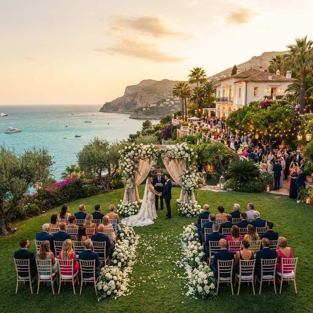 Beautiful seaside villa wedding