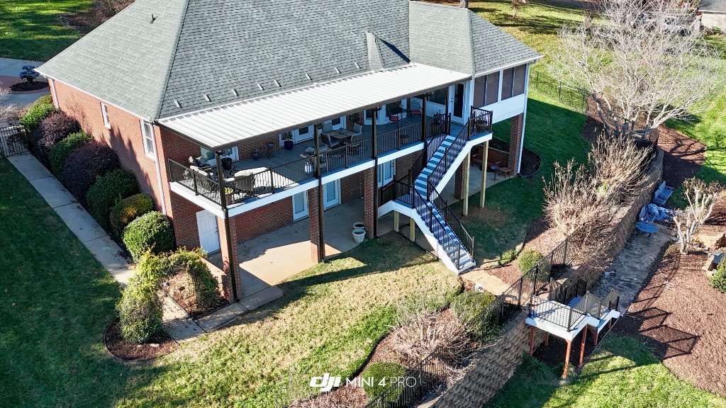 Aerial view of composite deck with screened porch