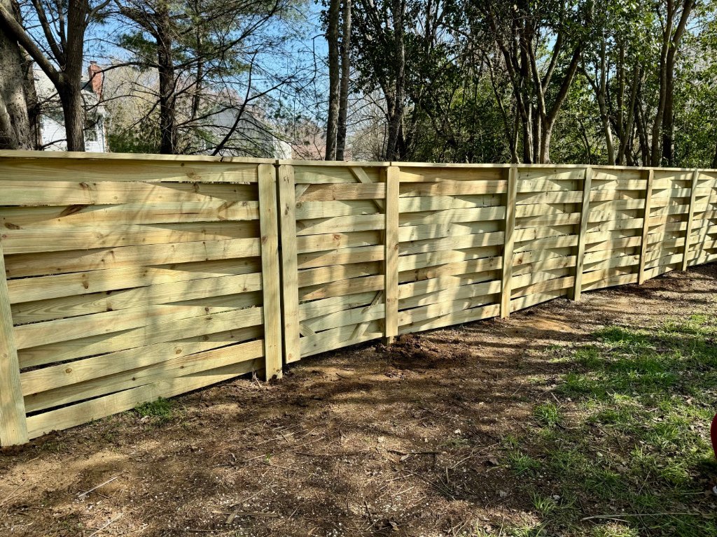 Modern horizontal slat fence